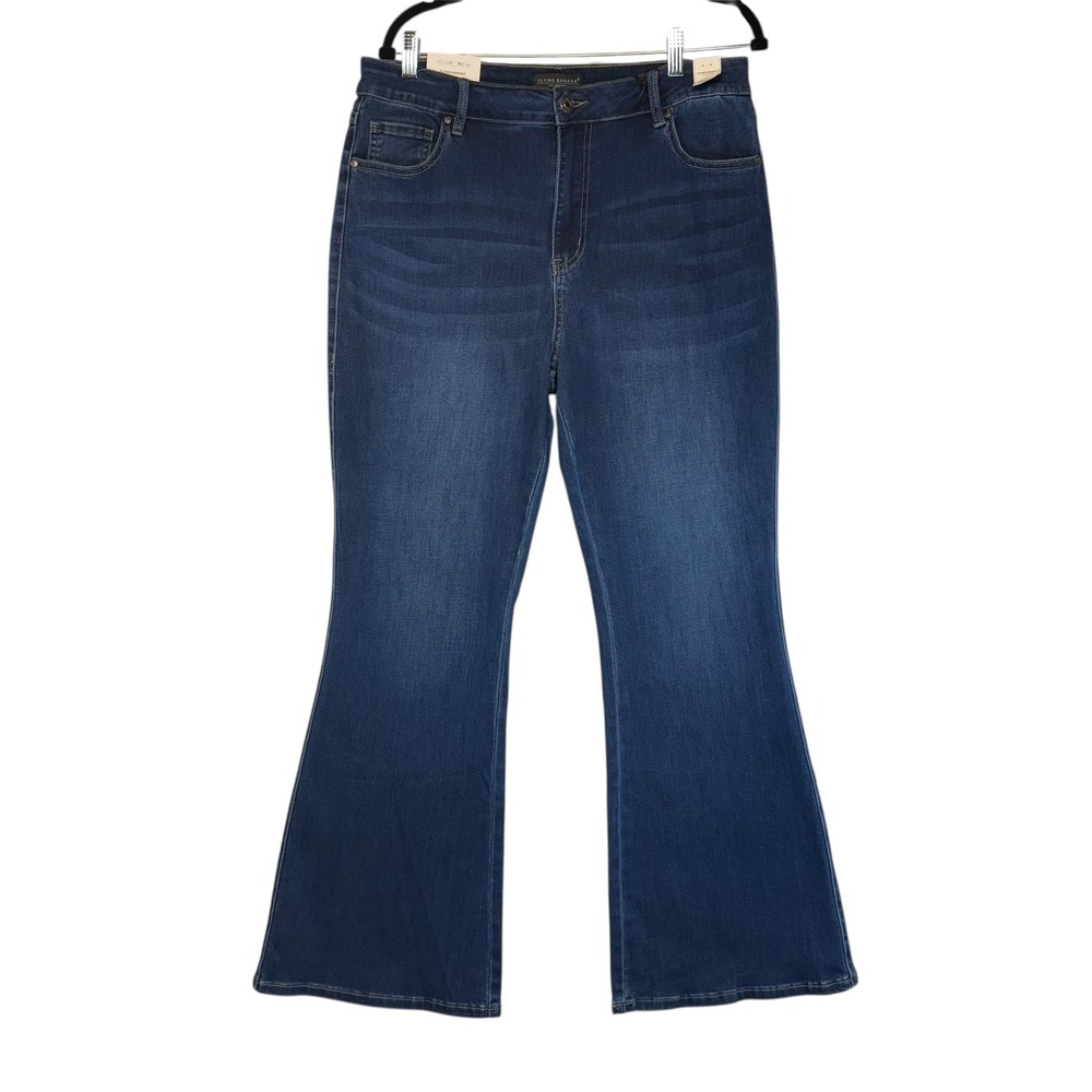 NWT Flying Banana Women's Mid-Rise Flare Jeans Dark Wash‎ Size 16S